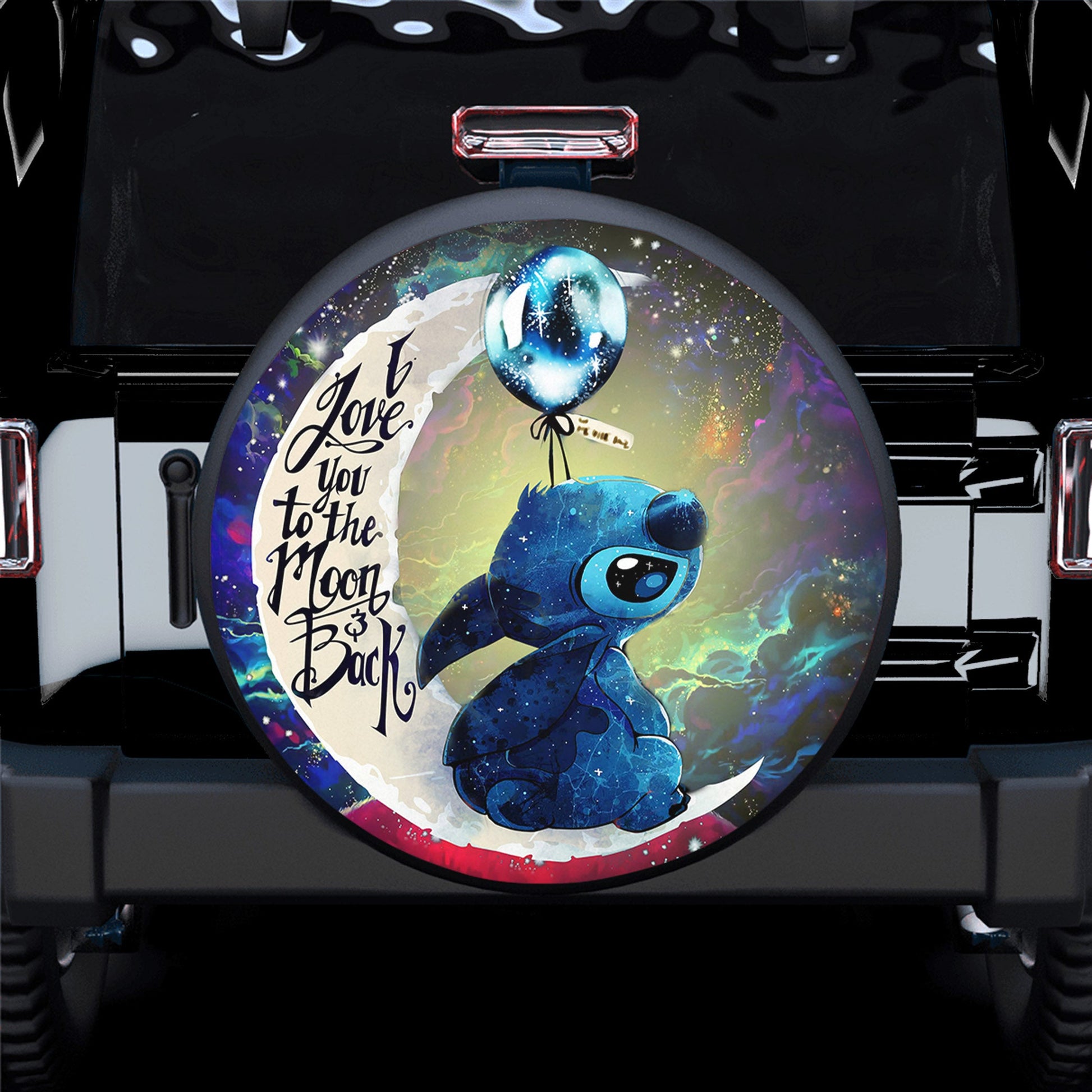 Stitch Love You To The Moon Galaxy Spare Tire Cover