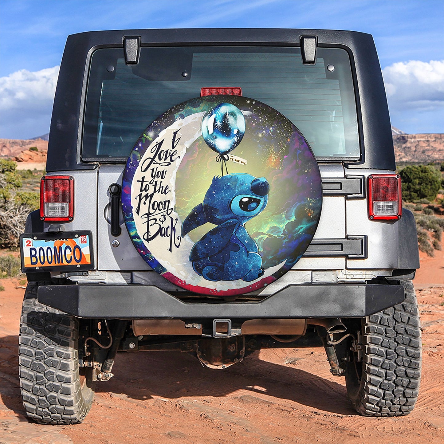 Stitch Love You To The Moon Galaxy Spare Tire Cover