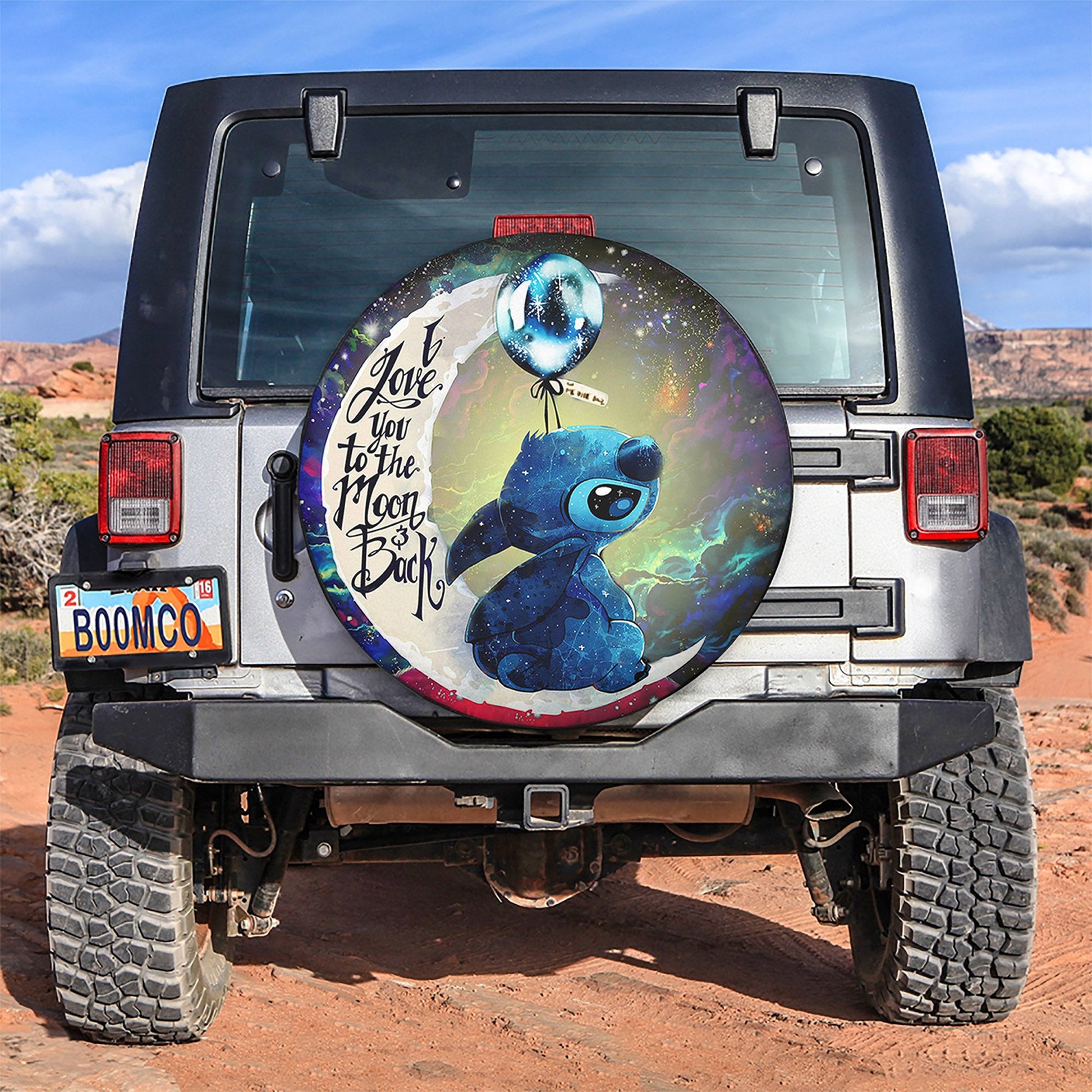 Stitch Love You To The Moon Galaxy Spare Tire Cover