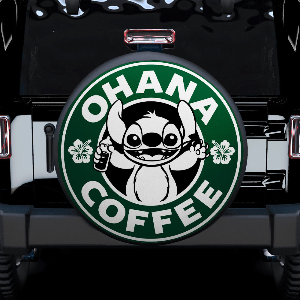 Stitch Ohana Coffee Logo Car Spare Tire Cover