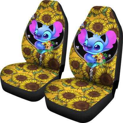 Stitch Sunflower Zipper Car Seat Covers
