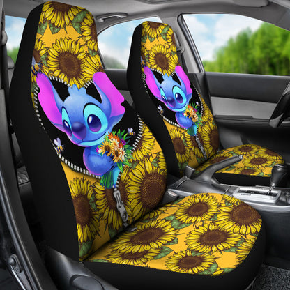 Stitch Sunflower Zipper Car Seat Covers