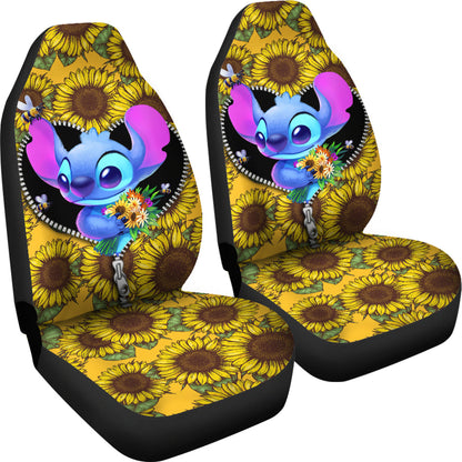 Stitch Sunflower Zipper Car Seat Covers