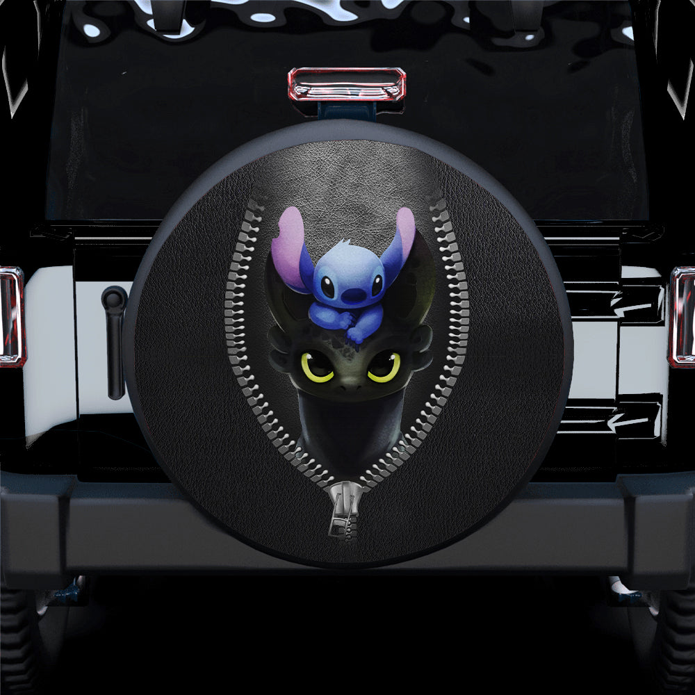 Stitch Toothless Zipper Car Spare Tire Cover