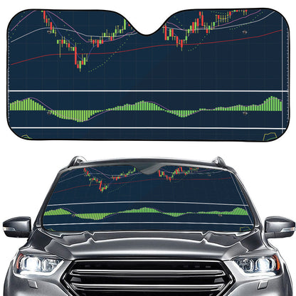 Stock Candlestick And Indicators Print Car Windshield Sun Shade