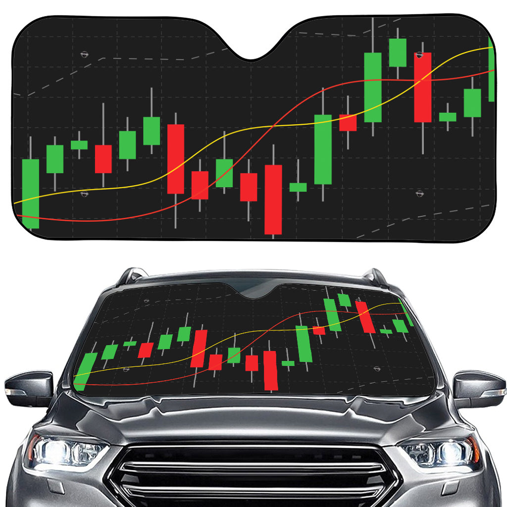 Stock Market Candlestick Print Car Windshield Sun Shade