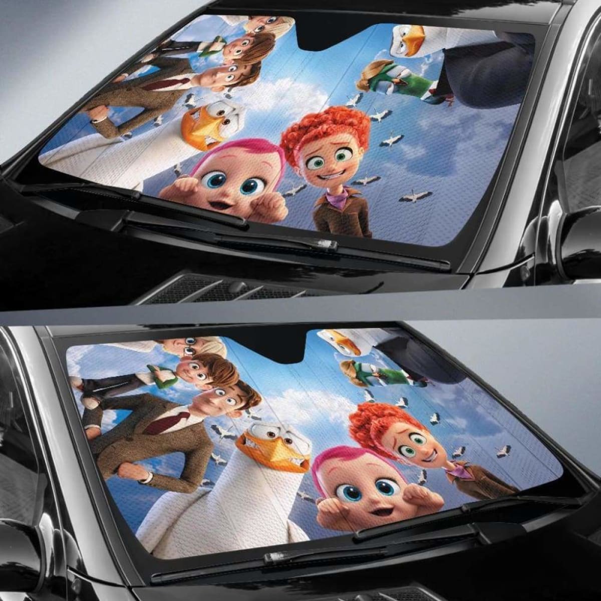 Storks Cute Auto Sun Shades 918b Universal Fit
