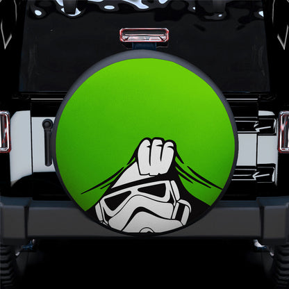 Stormtrooper Peek A Boo Funny Green Jeep Car Spare Tire Cover