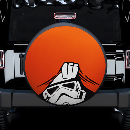 Stormtrooper Peek A Boo Funny Orange Jeep Car Spare Tire Cover