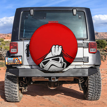 Stormtrooper Peek A Boo Funny Red Jeep Car Spare Tire Cover