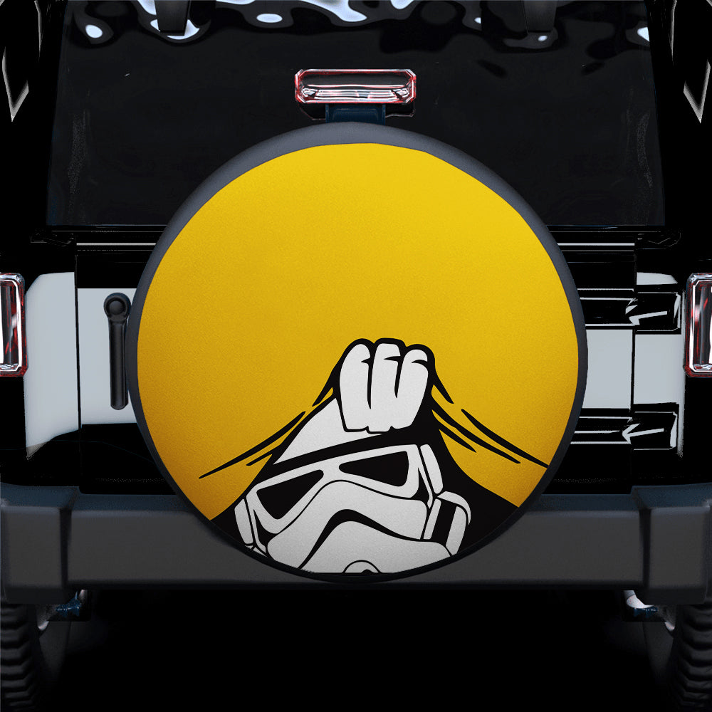 Stormtrooper Peek A Boo Funny Yellow Jeep Car Spare Tire Cover