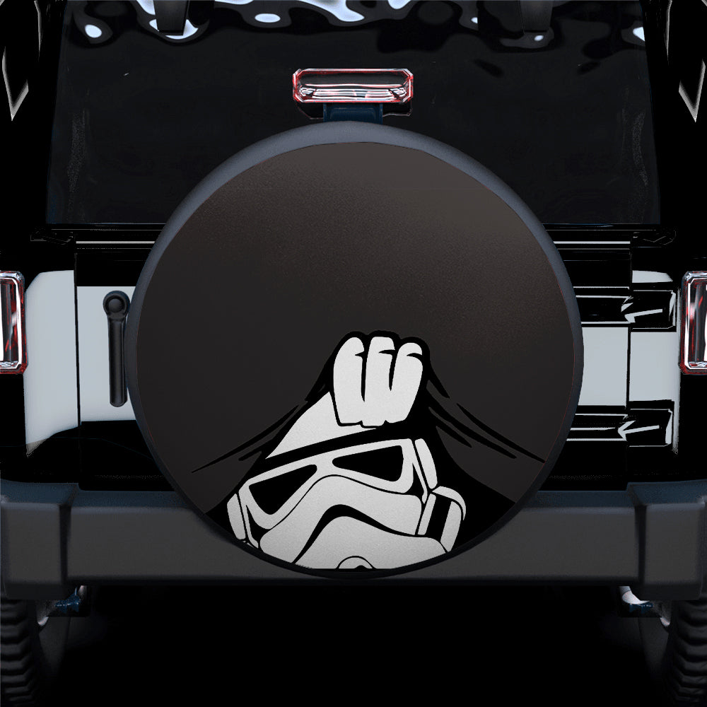 Stormtrooper Peeping Peek A Boo Funny Black Jeep Car Spare Tire Cover