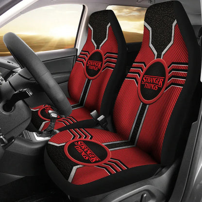 Stranger Things Logo Car Seat Covers Custom For Fans - PersonalizedFury