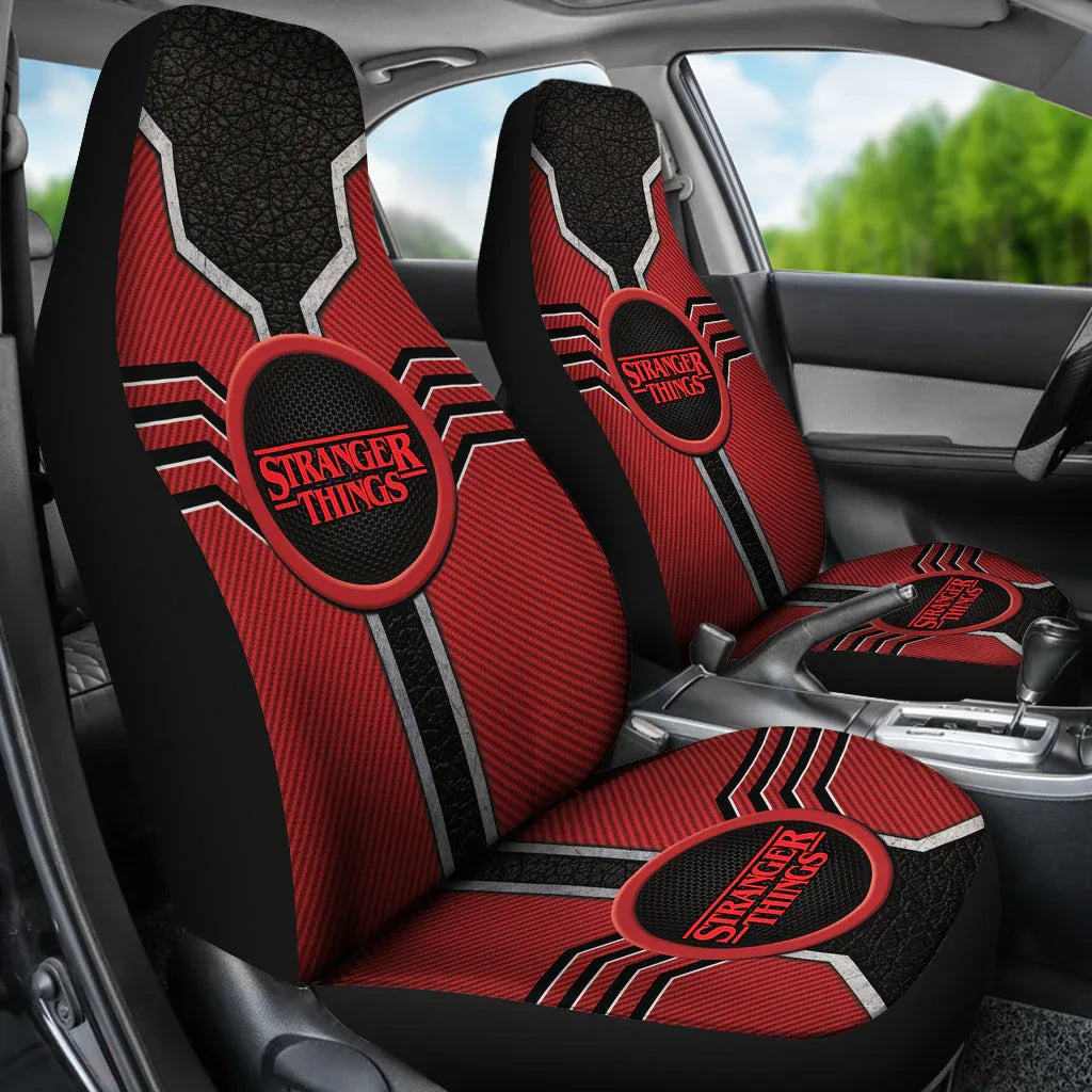 Stranger Things Logo Car Seat Covers Custom For Fans - PersonalizedFury