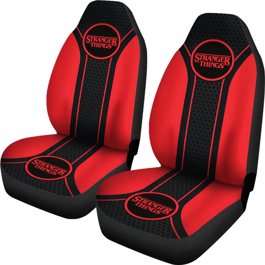 Stranger Things Logo Car Seat Covers Custom For Fans - PersonalizedFury