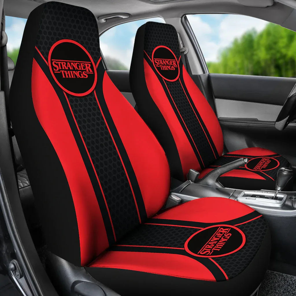 Stranger Things Logo Car Seat Covers Custom For Fans - PersonalizedFury