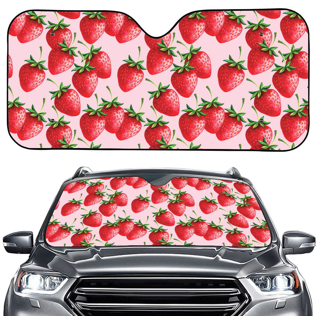 Strawberry Fruit Pattern Print Car Windshield Sun Shade