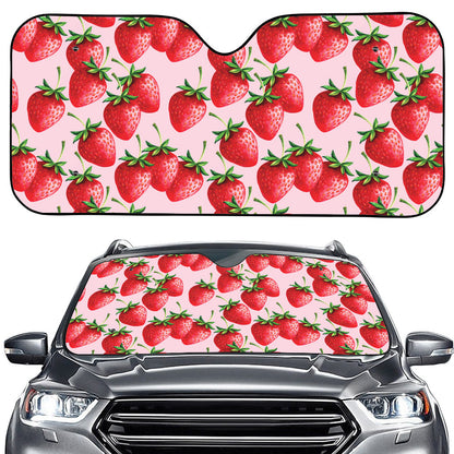 Strawberry Fruit Pattern Print Car Windshield Sun Shade