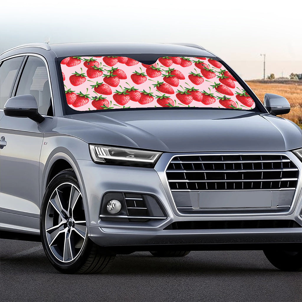 Strawberry Fruit Pattern Print Car Windshield Sun Shade