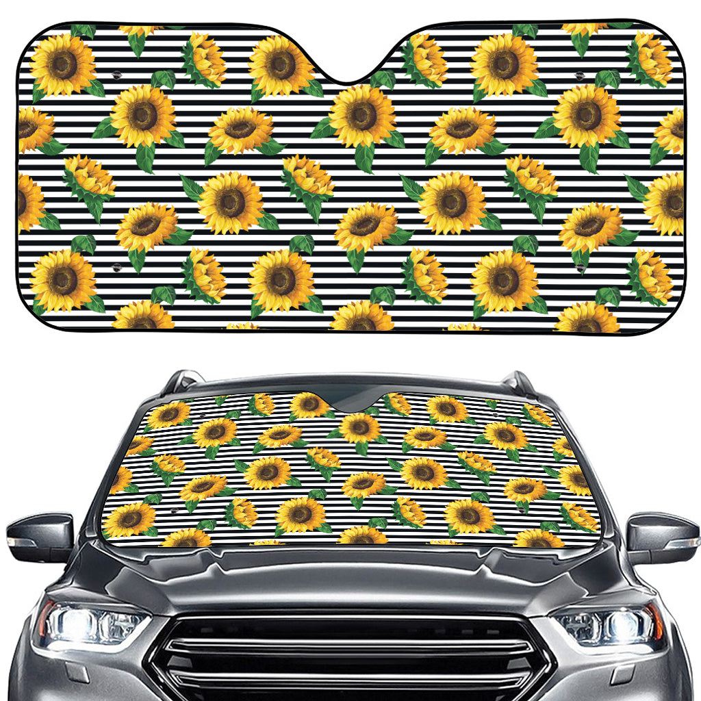 Stripe Sunflower Pattern Print Car Windshield Sun Shade