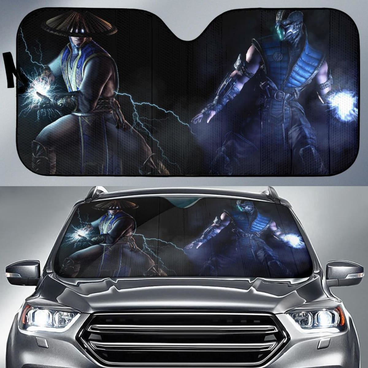 Sub-Zero Vs Raiden Mortal Kombat X Auto Sun Shade For Fan Mn05 Universal Fit 111204