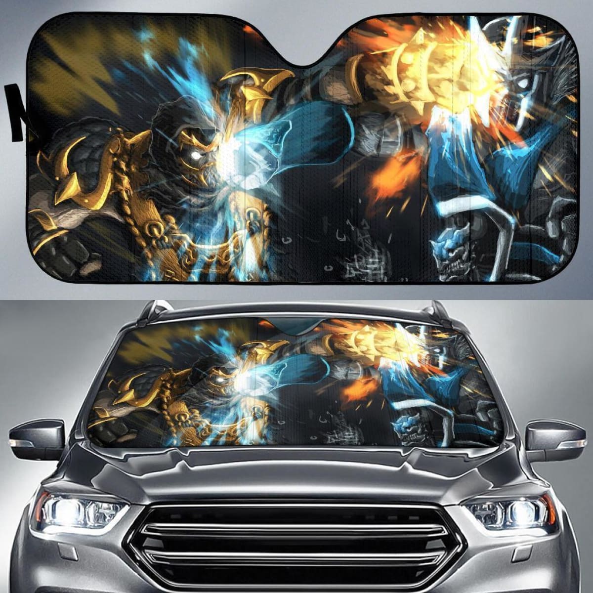 Sub-Zero Vs Scorpion Mortal Kombat X Auto Sun Shade For Fan Mn05 Universal Fit 111204