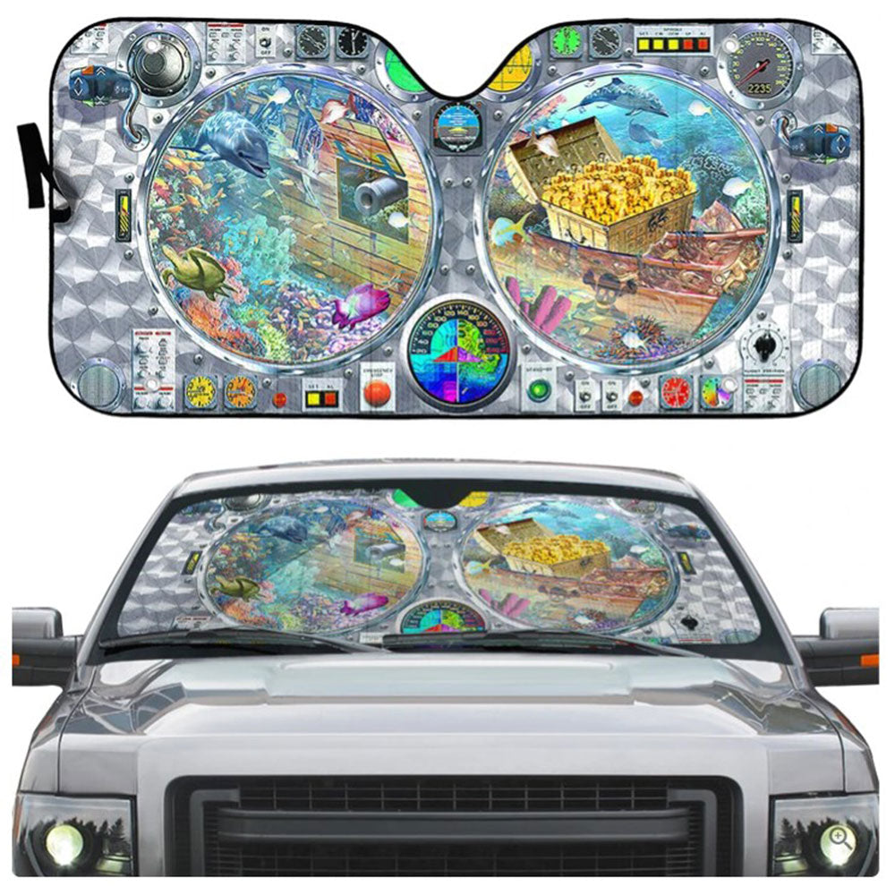Submarine View Underwater Custom Car Auto Sun Shades Windshield Accessories Decor Gift