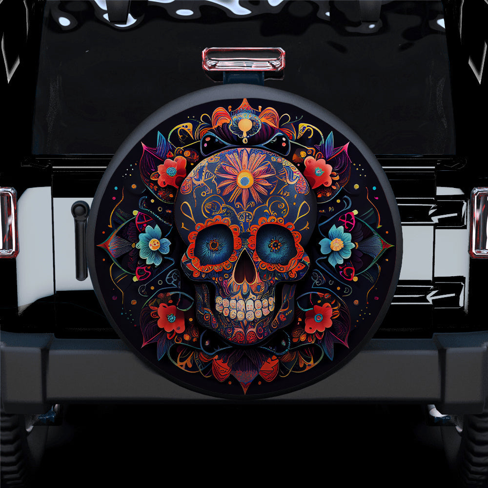 Sugar Skull Flowers Mandala Jeep Car Spare Tire Cover
