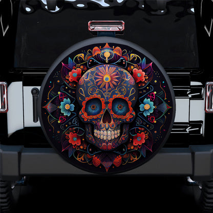Sugar Skull Flowers Mandala Jeep Car Spare Tire Cover