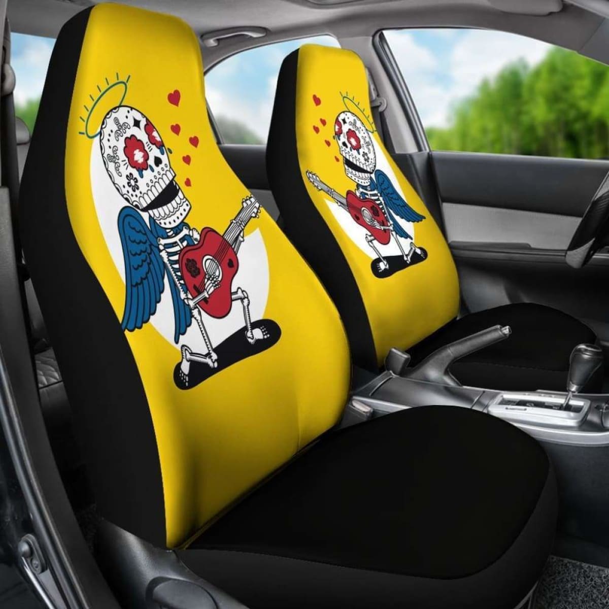 Sugar Skull Rockstar Car Seat Covers Universal Fit 053012