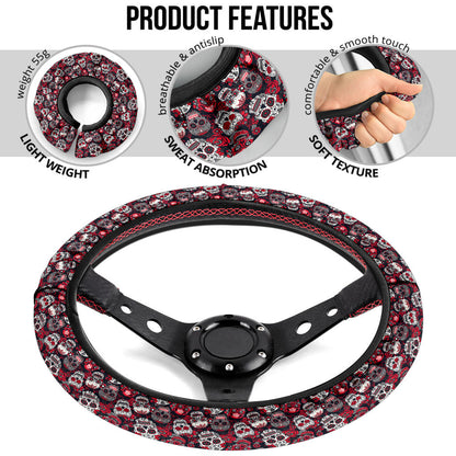 Suger Skull Pink Premium Car Steering Wheel Cover