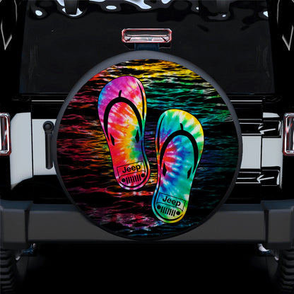Summer Sea Wave Women Flip Flops Tropical Beach Sunset Sandals Jeep Car Spare Tire Cover