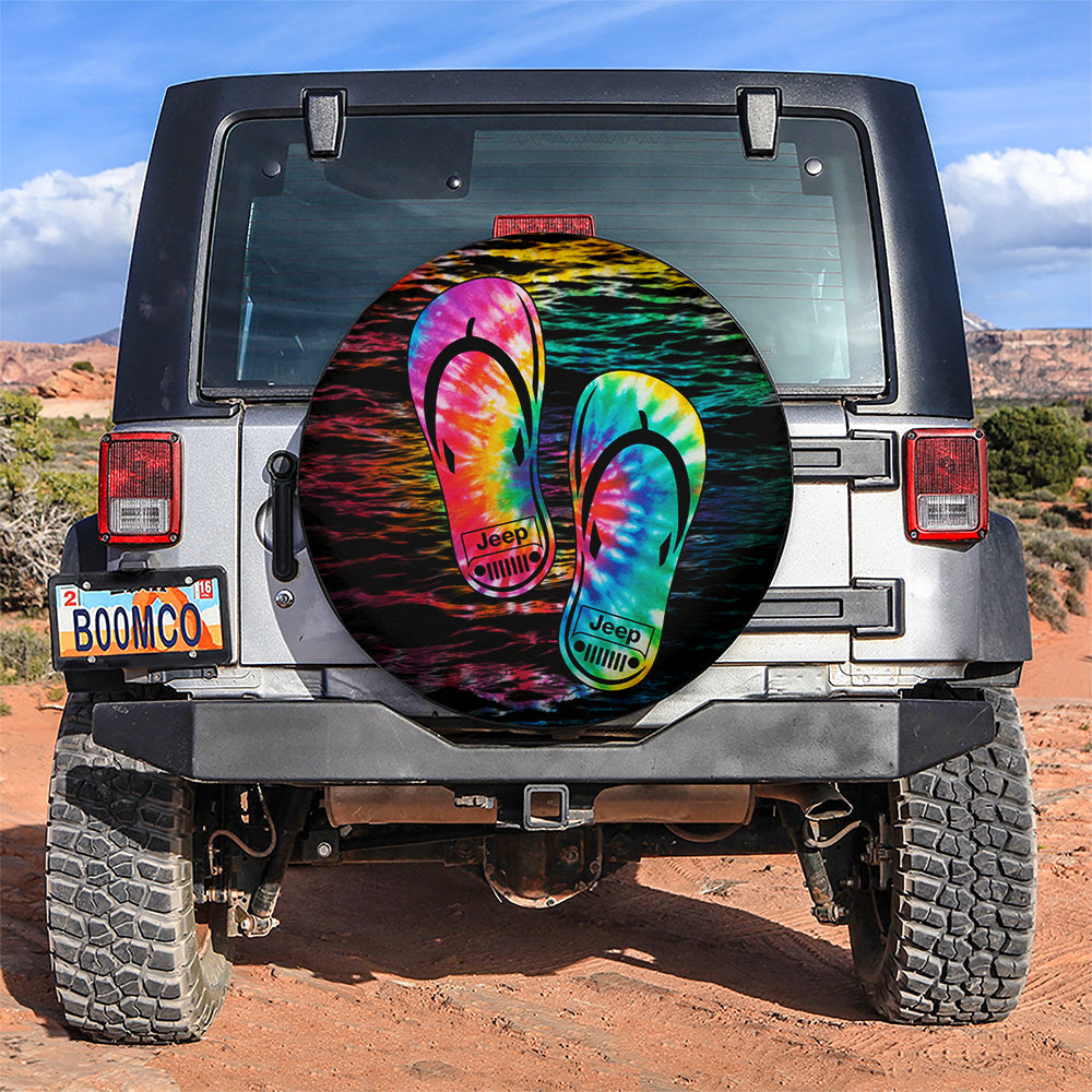 Summer Sea Wave Women Flip Flops Tropical Beach Sunset Sandals Jeep Car Spare Tire Cover
