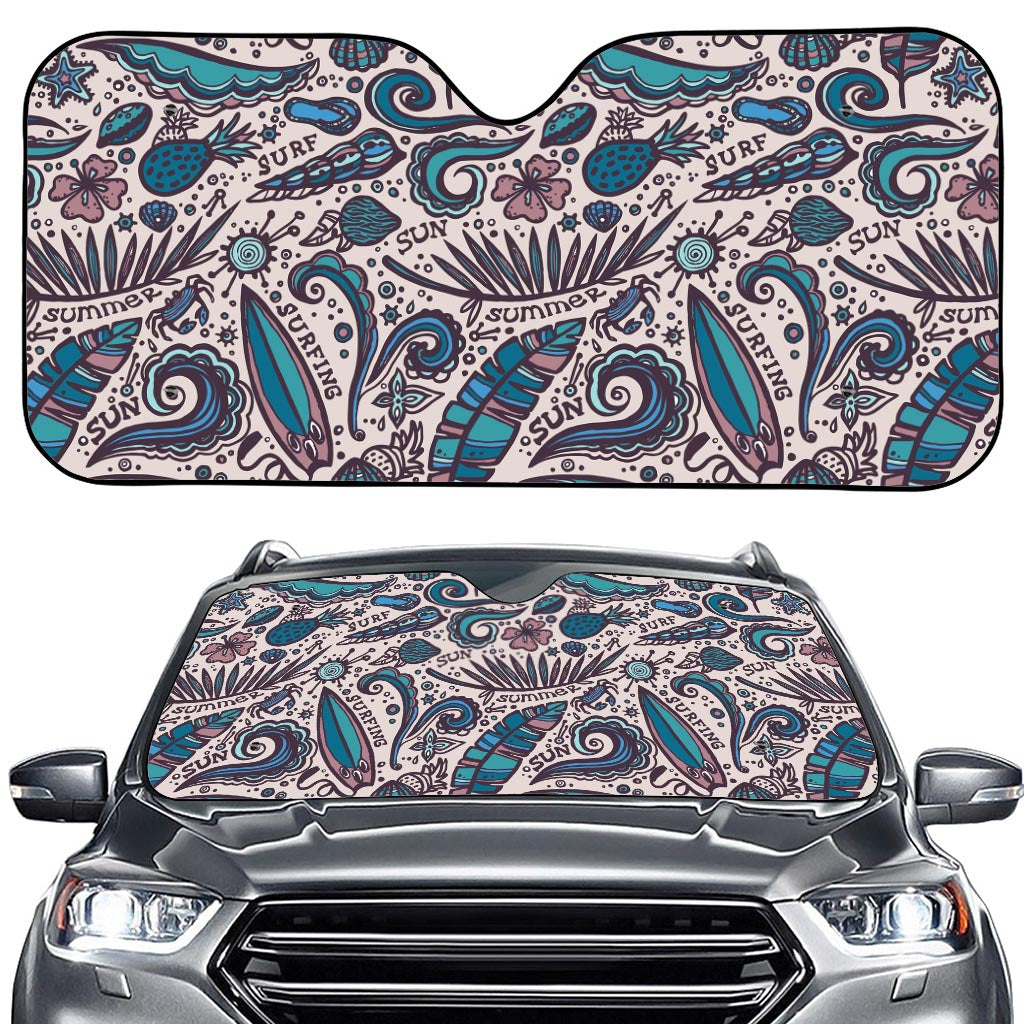 Summer Surfing Pattern Print Car Windshield Sun Shade