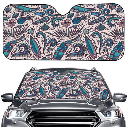 Summer Surfing Pattern Print Car Windshield Sun Shade