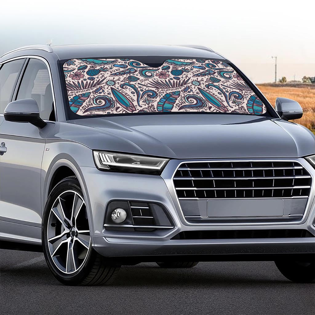 Summer Surfing Pattern Print Car Windshield Sun Shade