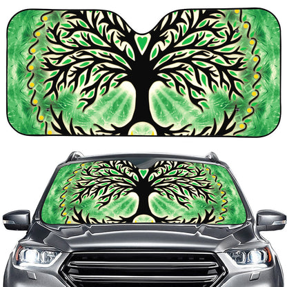 Sun And Moon Yggdrasil Print Car Windshield Sun Shade