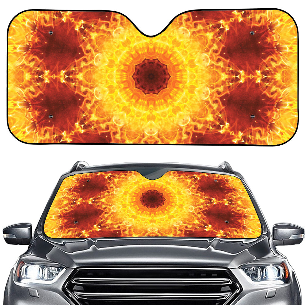Sun Fire Kaleidoscope Print Car Windshield Sun Shade