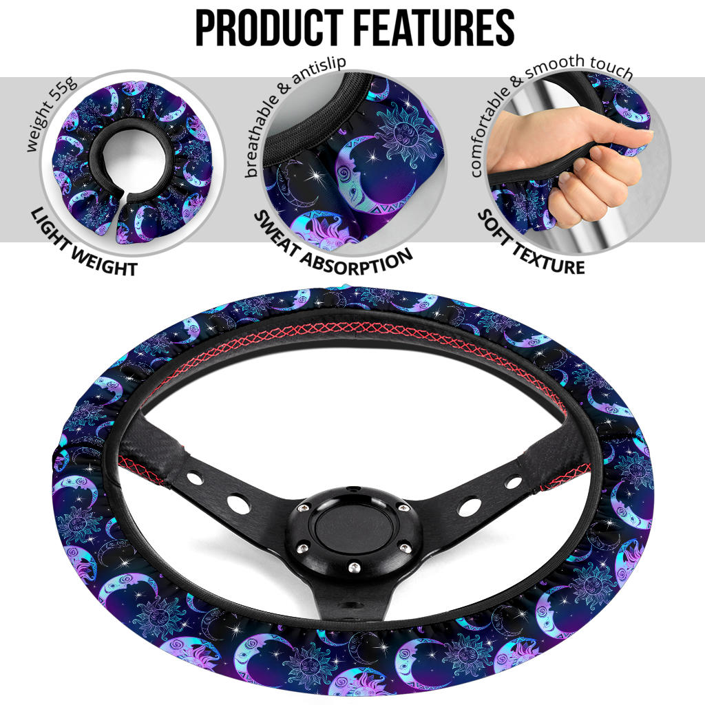 Sun Moon Celestial Car Steering Wheel Cover