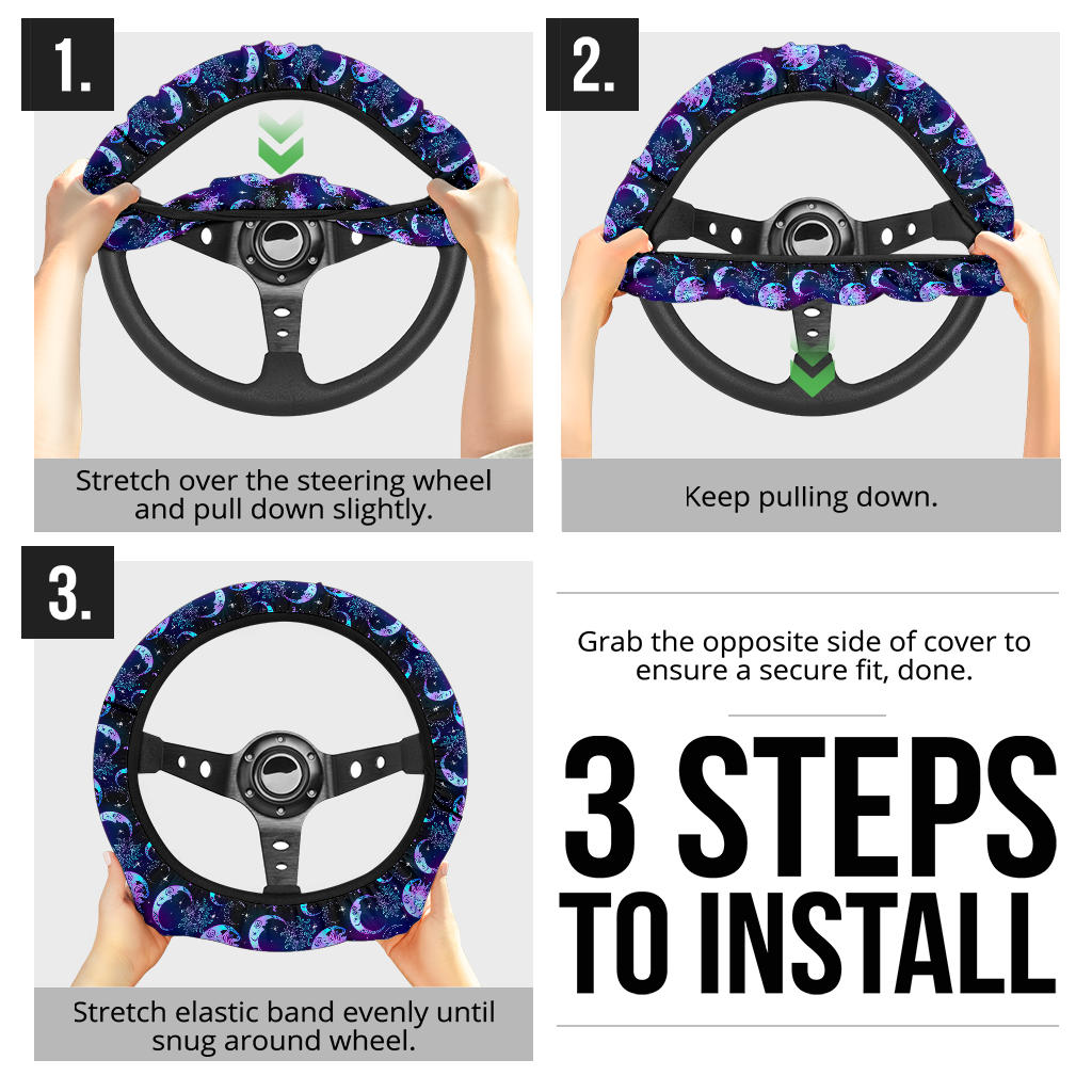 Sun Moon Celestial Car Steering Wheel Cover