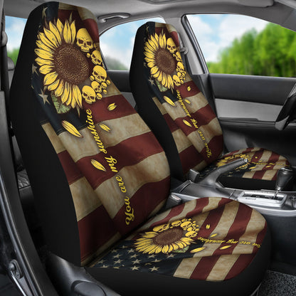 Sunflower American Skull Flag Car Seat Cover