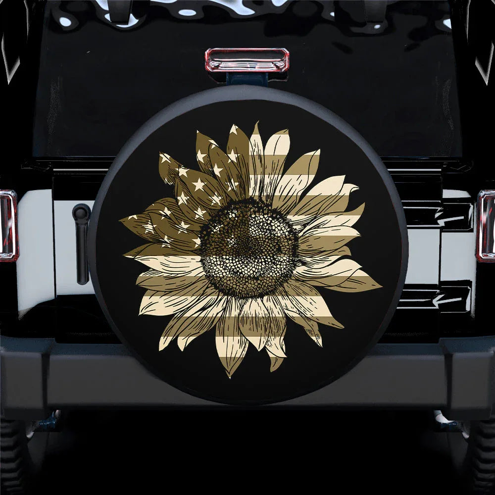 Sunflower American Usa Custom Jeep Car Spare Tire Cover