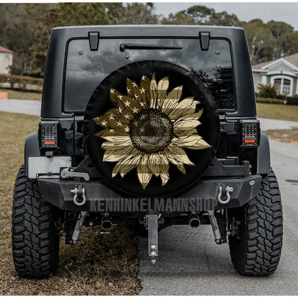 Sunflower American Usa Custom Jeep Car Spare Tire Cover