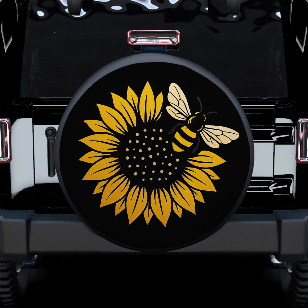 Sunflower Bee Jeep Car Spare Tire Cover