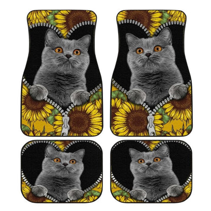 Sunflower British Short Hair Cat Car Floor Mats Custom Cat Car Accessories