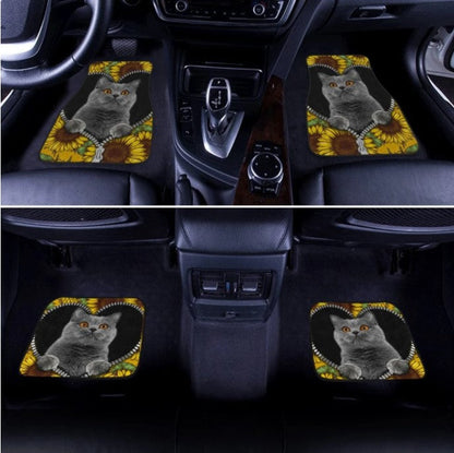 Sunflower British Short Hair Cat Car Floor Mats Custom Cat Car Accessories