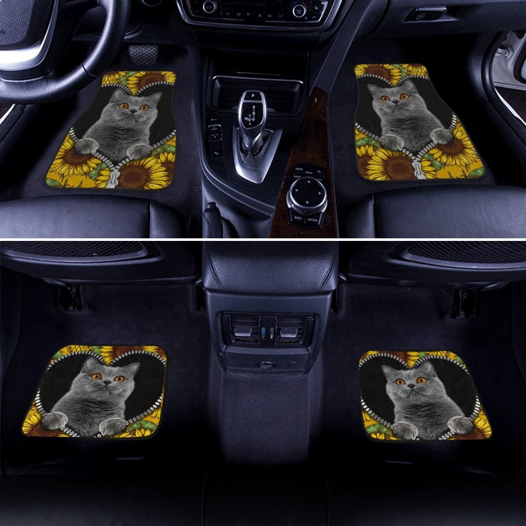 Sunflower British Short Hair Cat Car Floor Mats Custom Cat Car Accessories