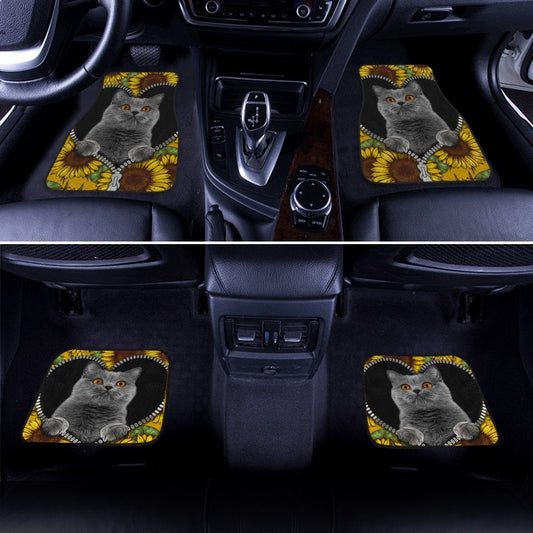 Sunflower British Short Hair Cat Car Floor Mats Custom Cat Car Accessories
