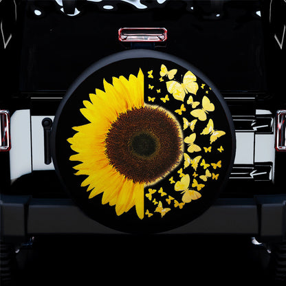 Sunflower Butterflies Car Spare Tire Cover
