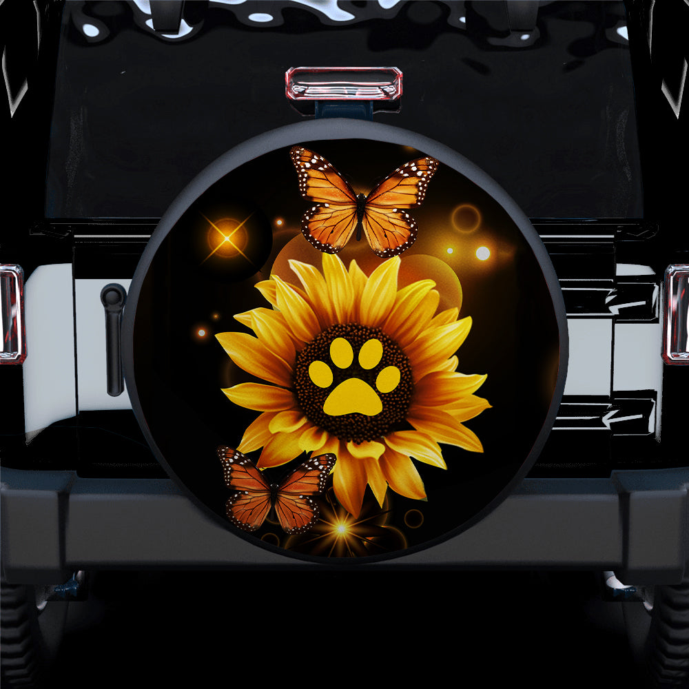 Sunflower Butterfly Dog Car Spare Tire Cover